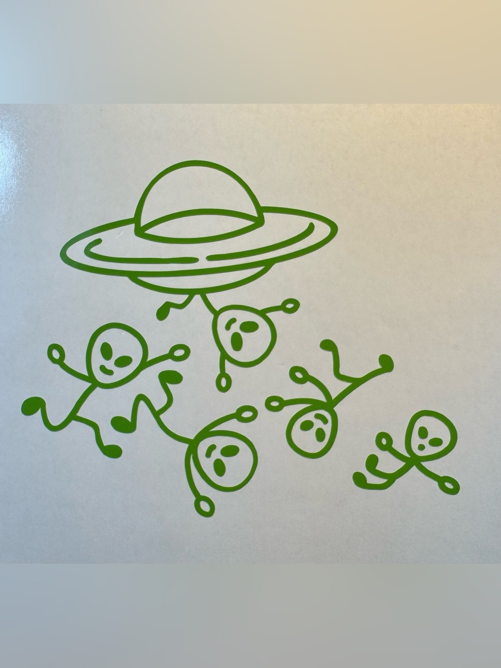Alien Family Lime Green Vinyl Car Truck Window Laptop Decal Bumper Sticker